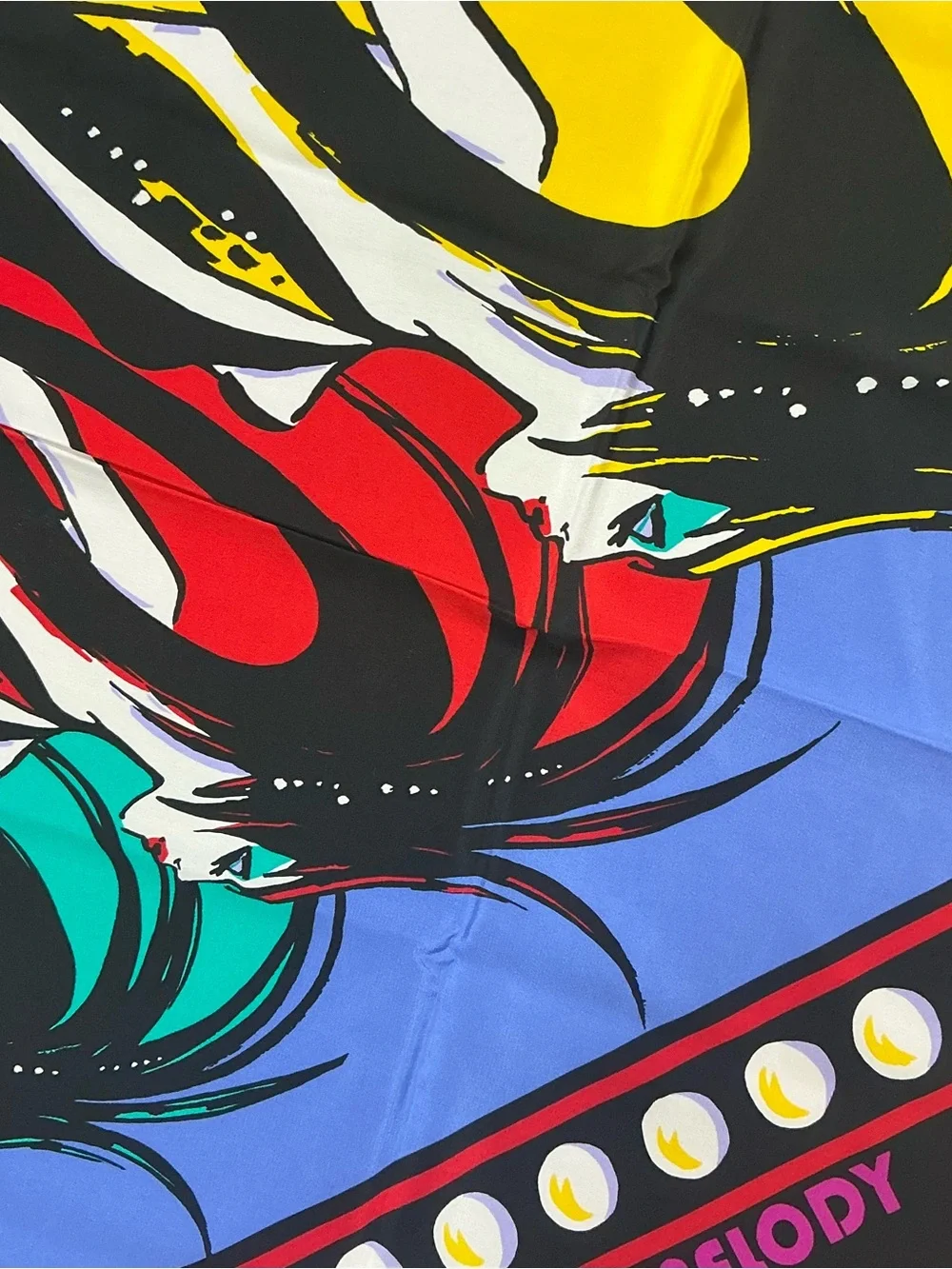 Vintage Bob Mackie 100% silk Broadway Melody reversible graphic scarf 39 x 39